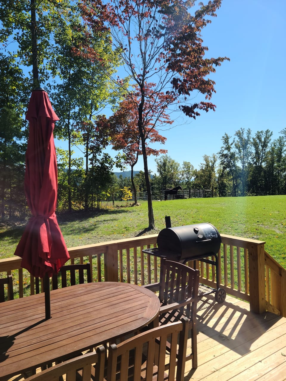 Deck with charcoal grill