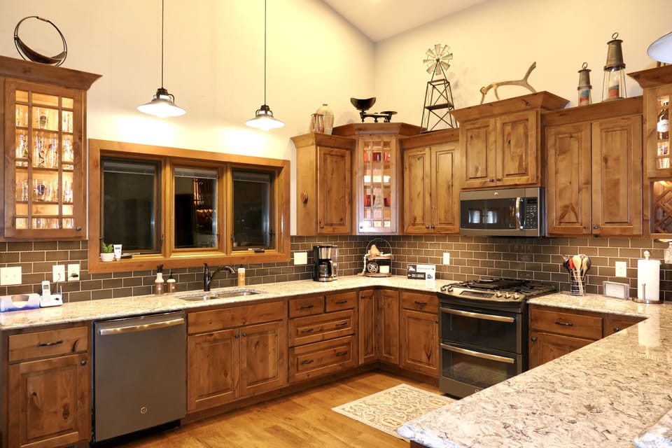 Kitchen is equipped with everything you need to make a delicious meal.