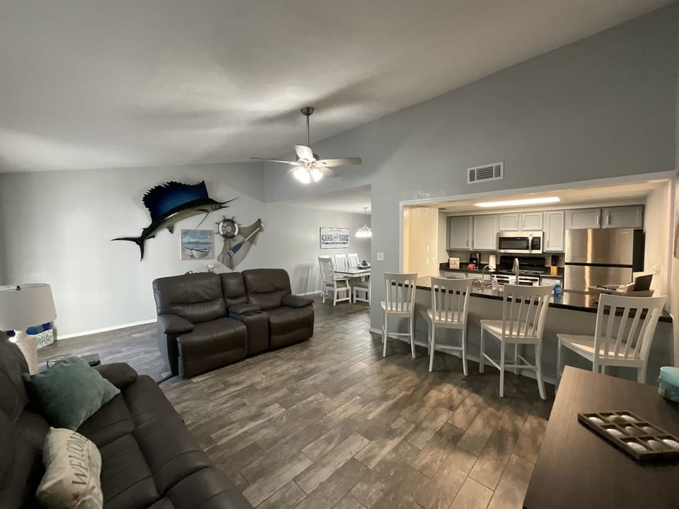 Living area and bar area