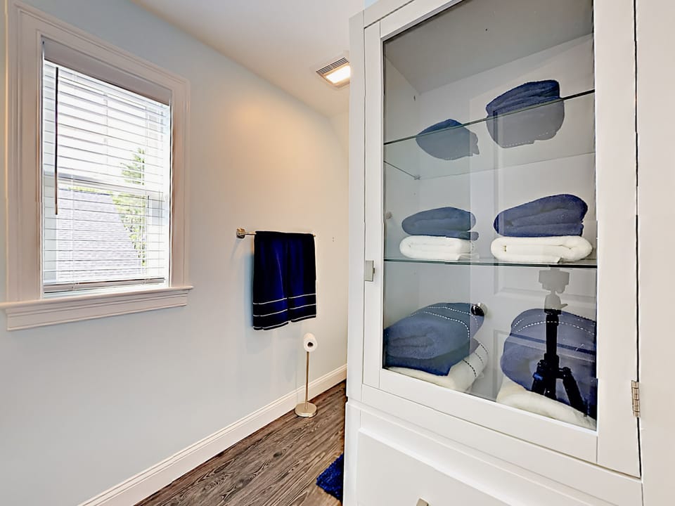 Bathroom #2 on second floor.   Linens and towels are provided.