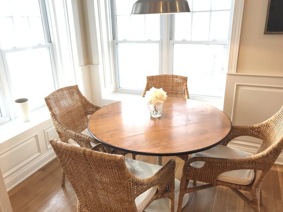 Guest cottage dining area looks out to Big Stone Lake