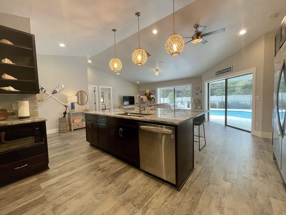 Open concept kitchen-living area