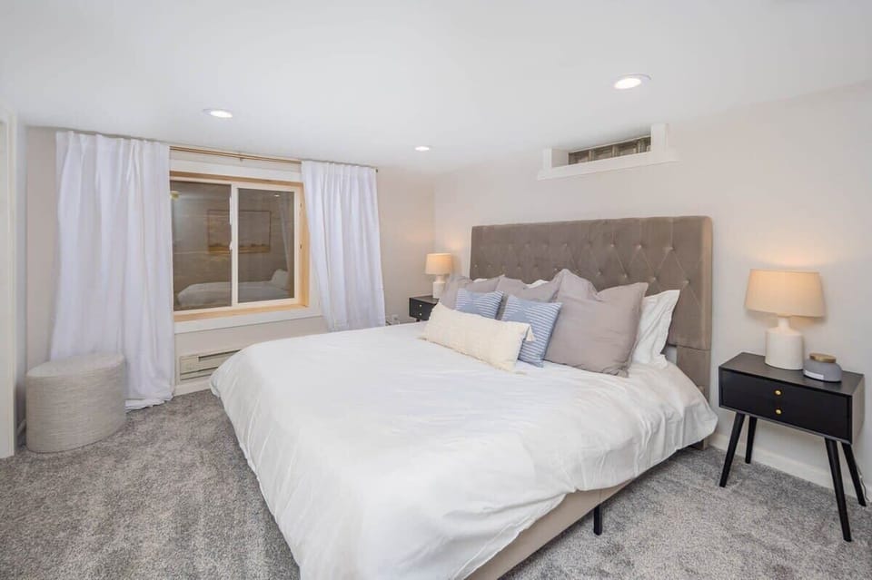 Basement level king bed