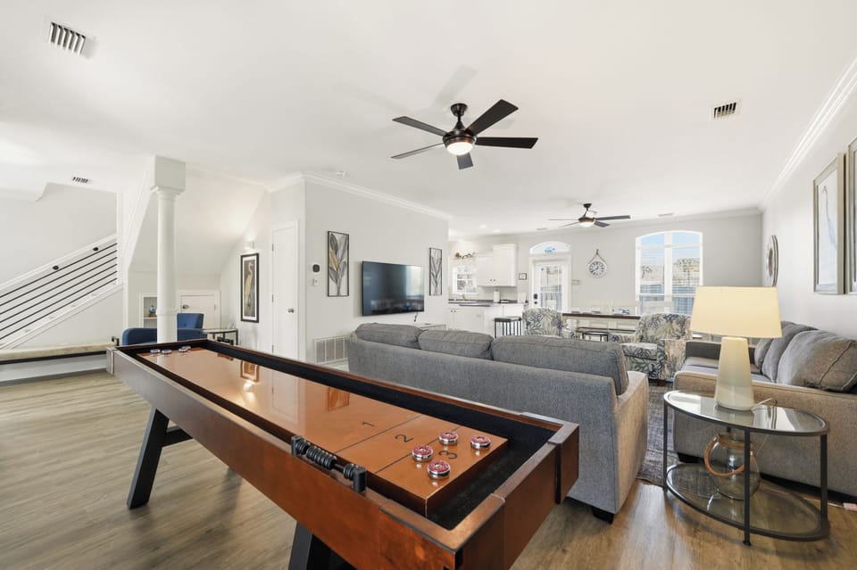 The spacious first floor offers a great space to hang out 