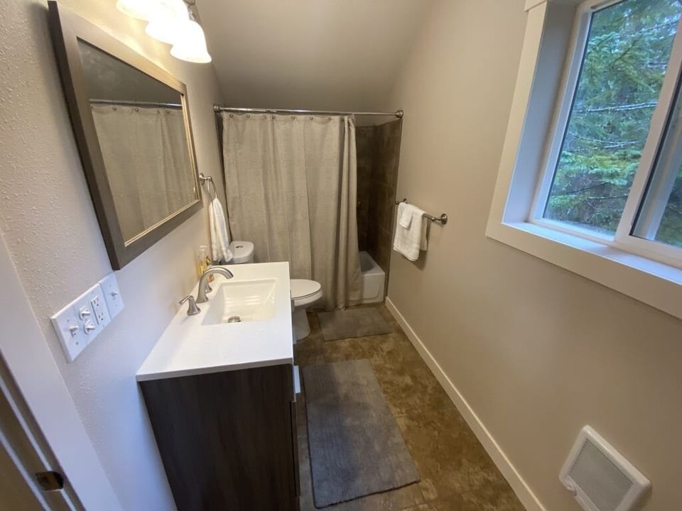 Large bathroom with shower and tub