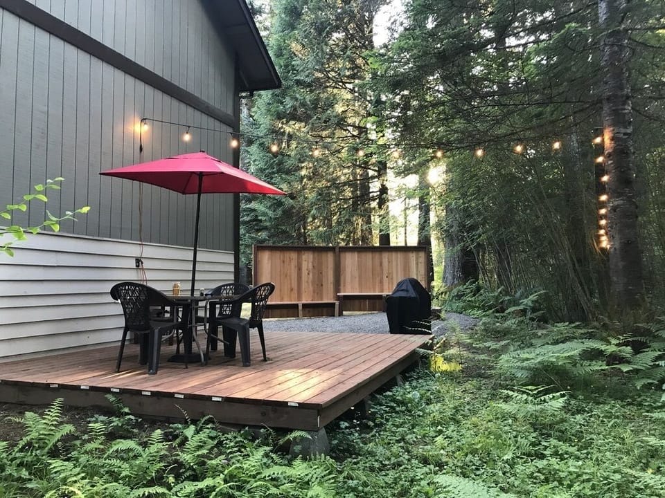 Private deck behind house