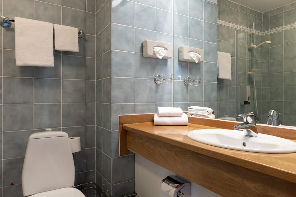 Hair dryer, towels