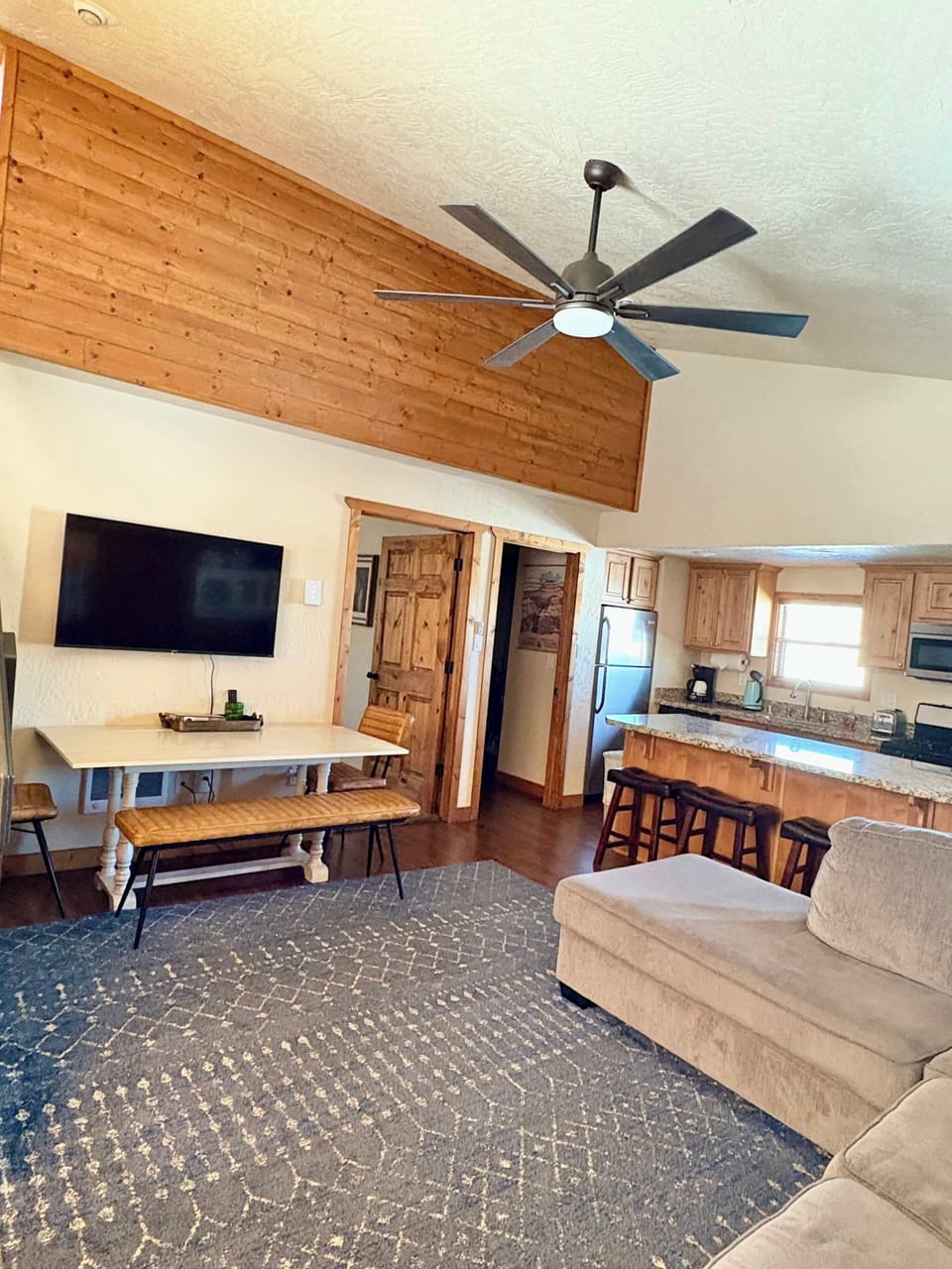 Tv above dining table