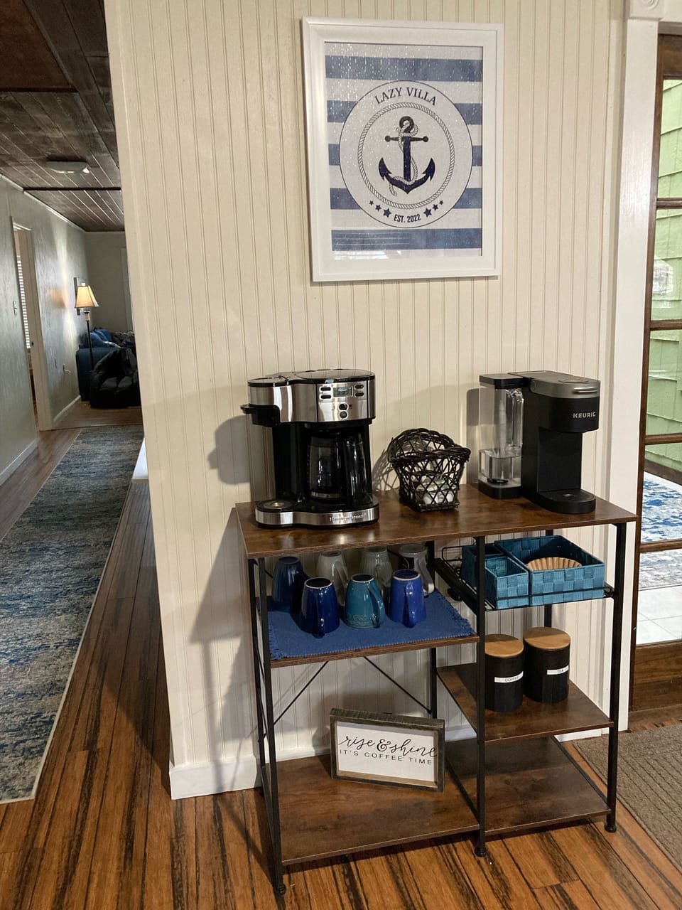 Our coffee bar includes a standard coffee pot and a Keurig.