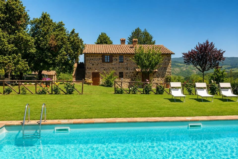 Beautiful villa with private pool, terrace, and garden with countryside views
