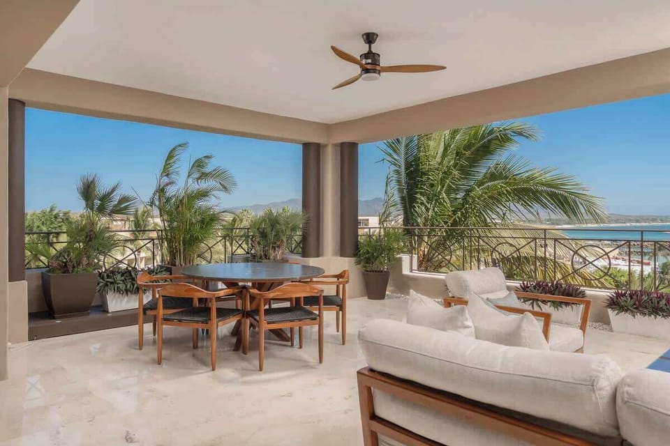Spacious terrace with panoramic ocean views