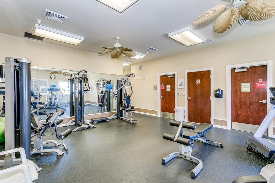 Stay active during your getaway in this well-equipped fitness center, complete with a variety of machines for cardio and strength training. Tropical ceiling fans and bright lighting make your workout comfortable.