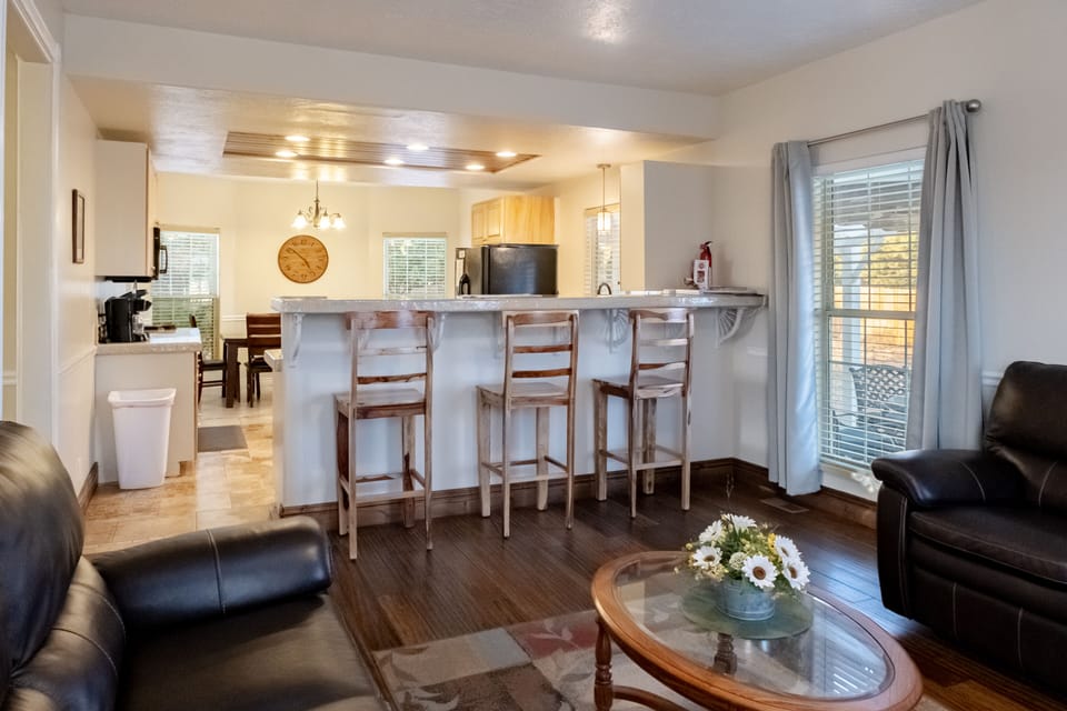 Family room, kitchen and dining area all open.