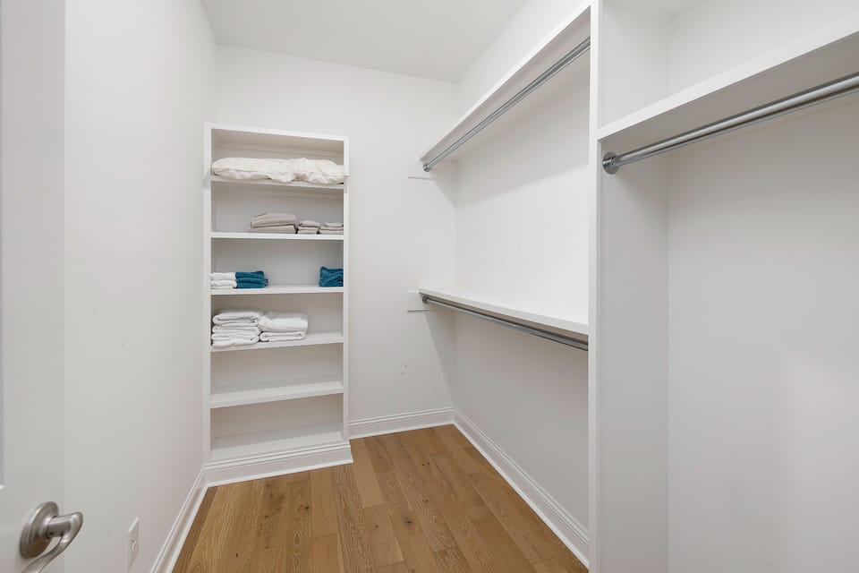 This closet features lots of storage