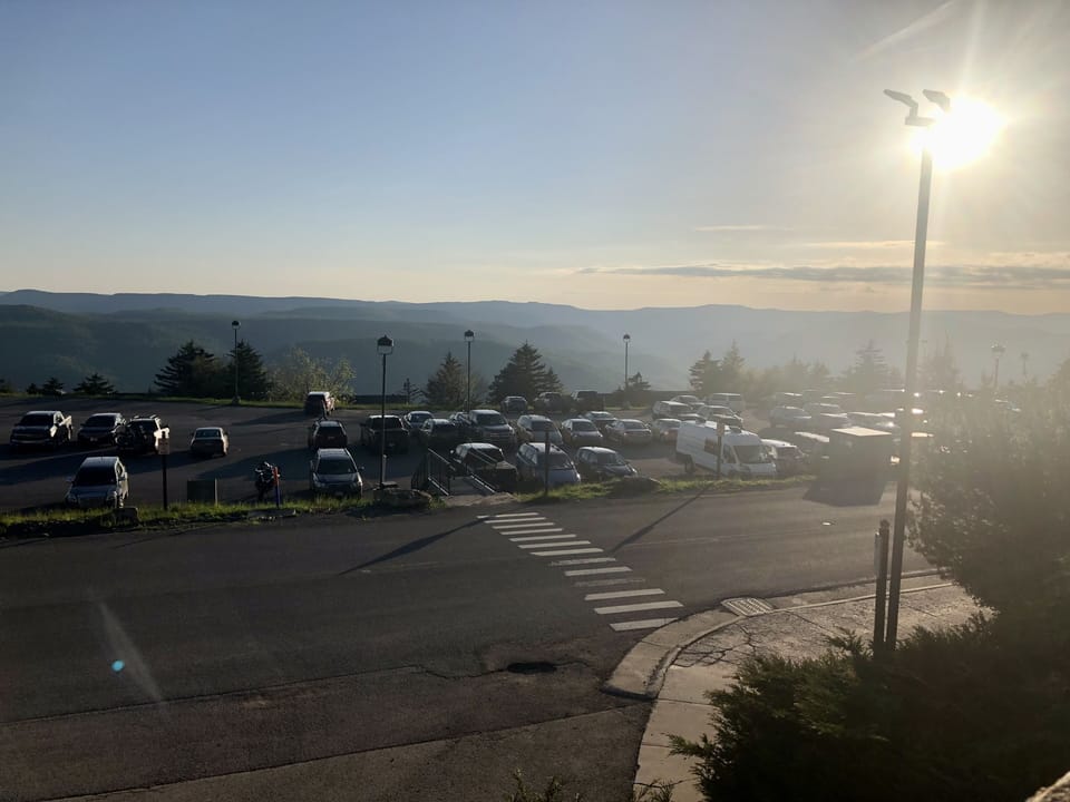 Free parking lot located across street from Rimfire Lodge