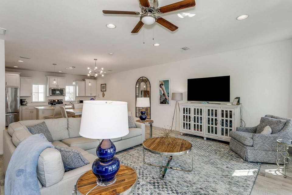 Open concept living, dining and kitchen provides space for the entire family