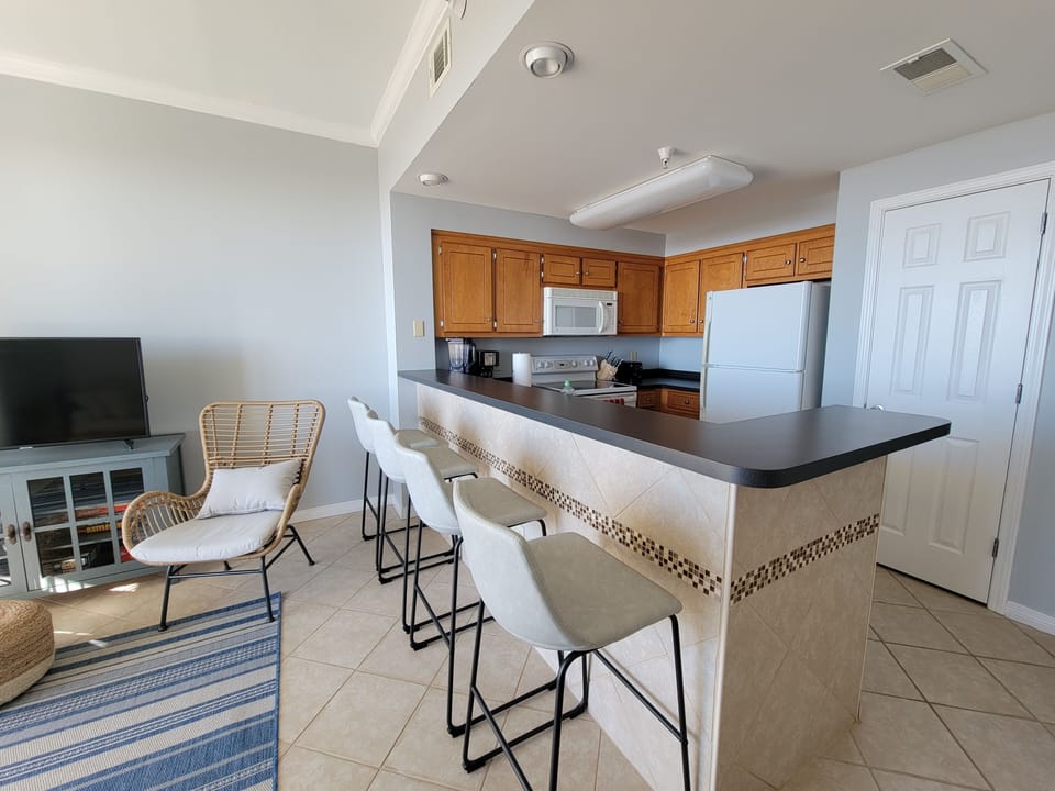 Kitchen Bar Area - bar area & living room