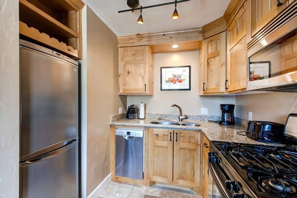 Fully-equipped kitchen with high-quality stainless steel appliances