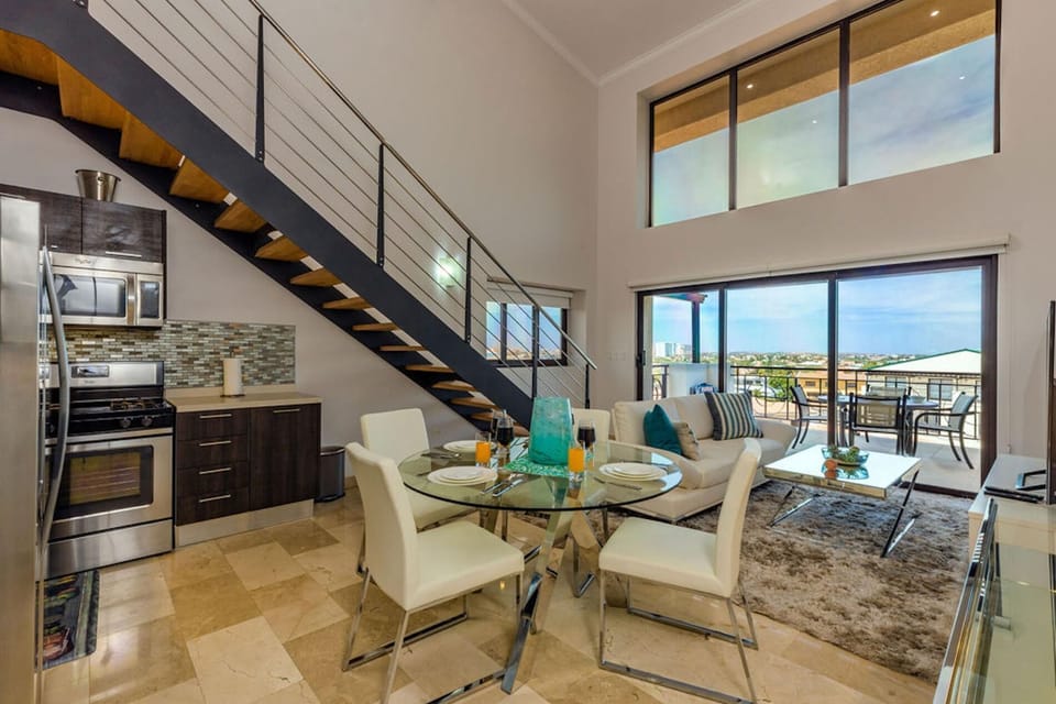 A sufficient space enough for dining area, living room, and kitchen.
