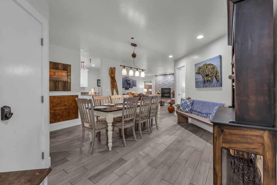 Dining table with seating for 8
