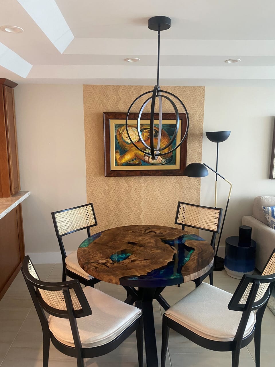 Indoor dining, work, and game table.