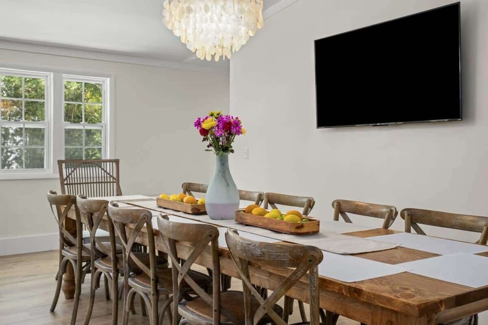 55" Smart TV for viewing while you entertain, cook, or dine.