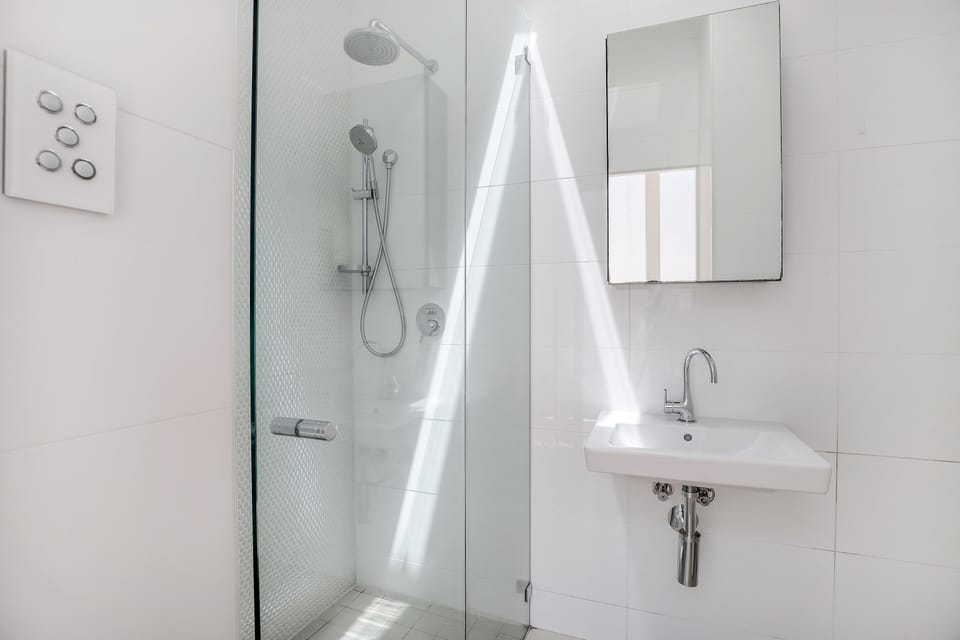 Downstairs bathroom with shower