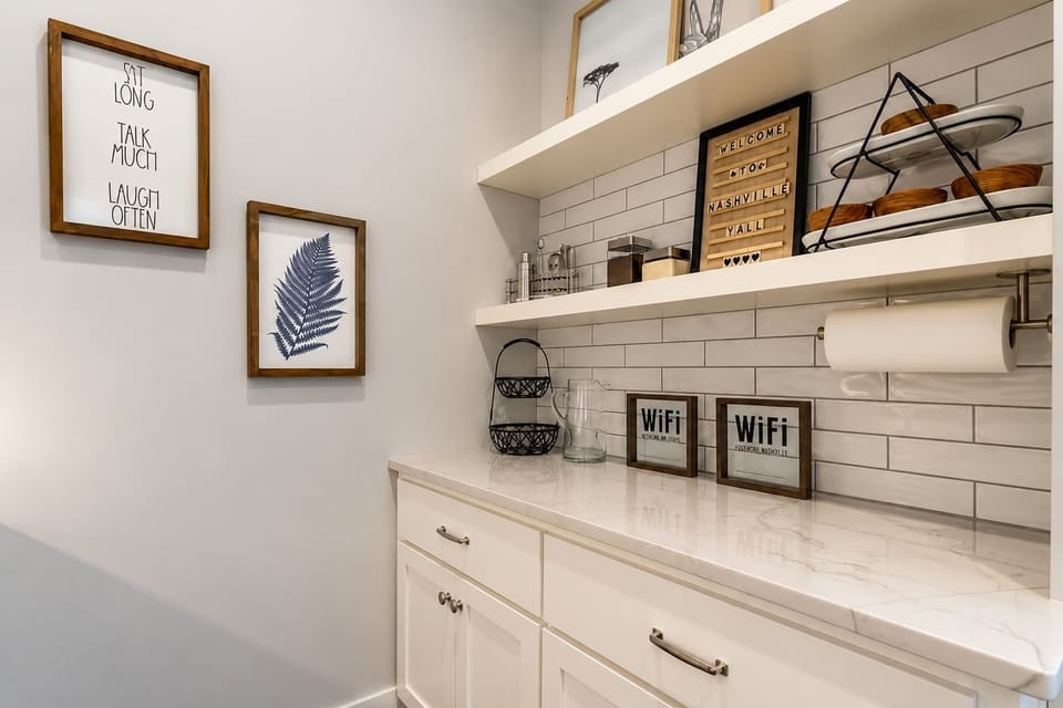 Counter designed for easy drink prep and entertaining.