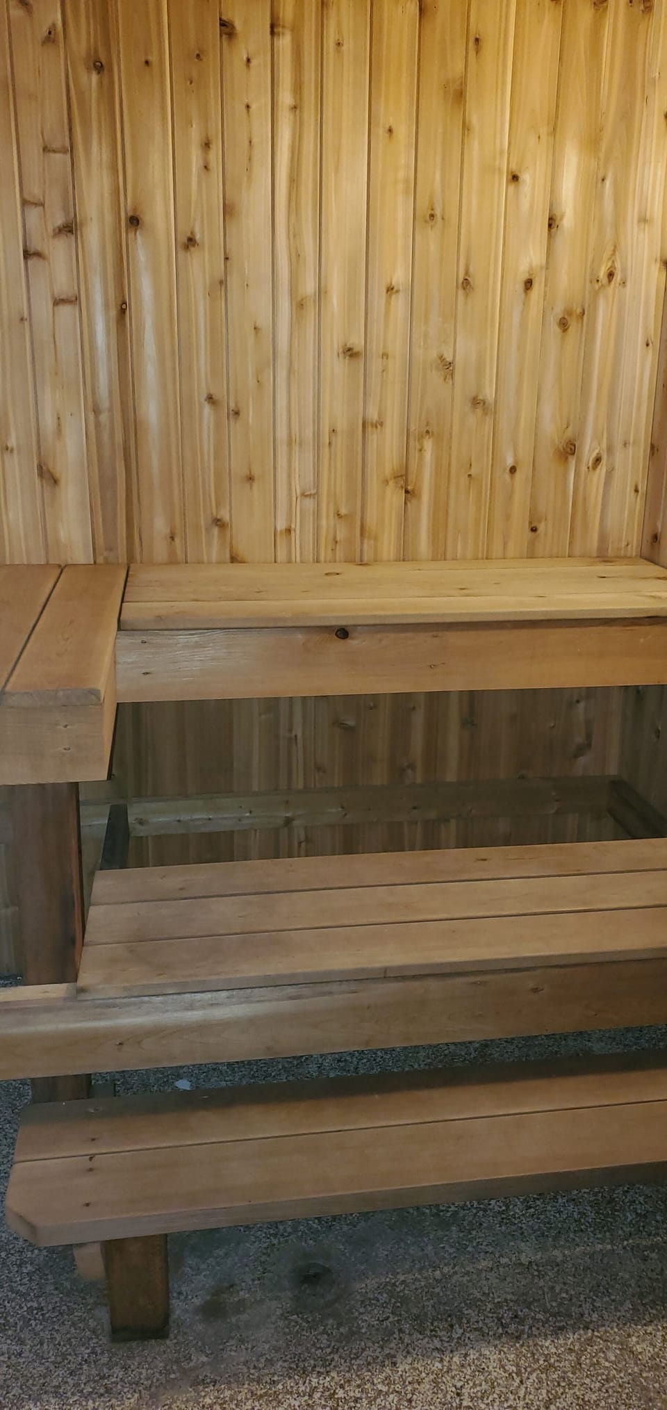 Dry sauna room main cabin lower level