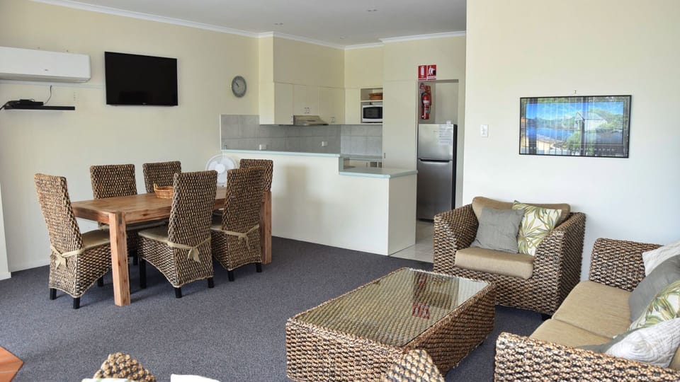 Kitchen, living and dining area.