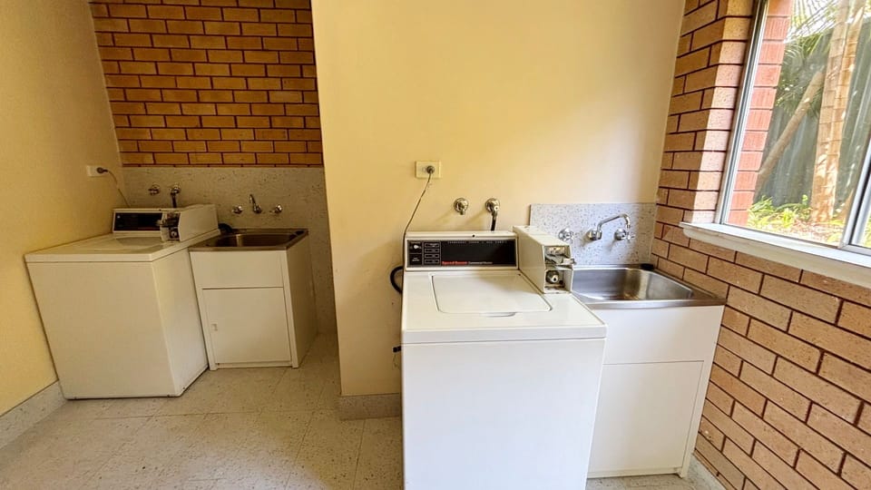 Outdoor shared laundry. 