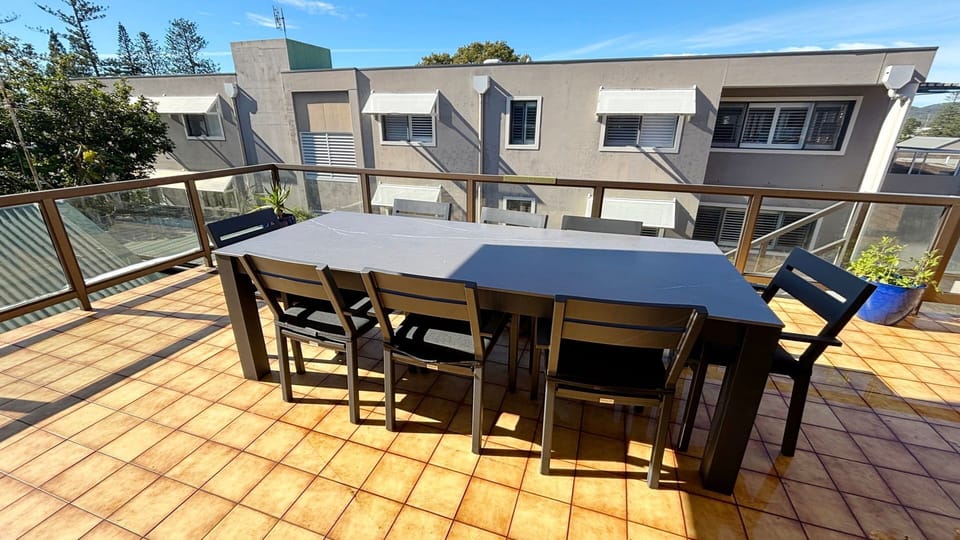 Back balcony and outdoor dining. 