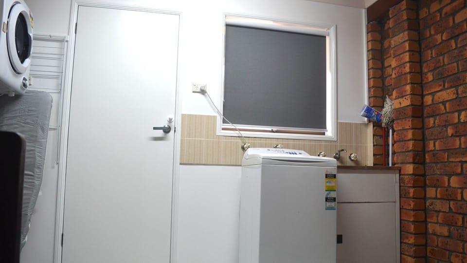Laundry in garage.