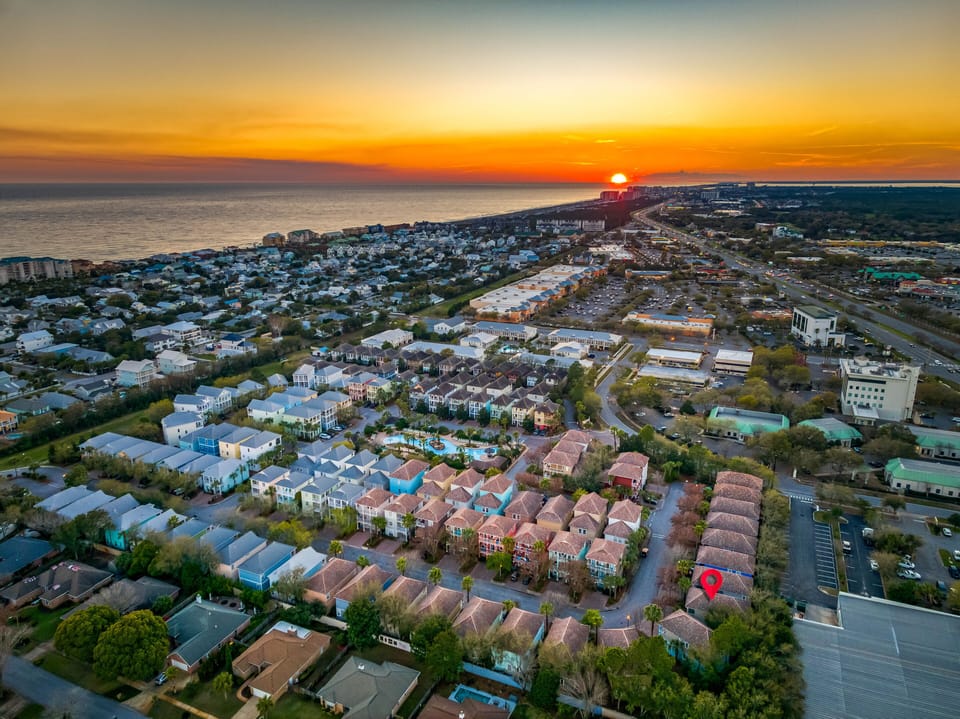 Aerial view at sunset