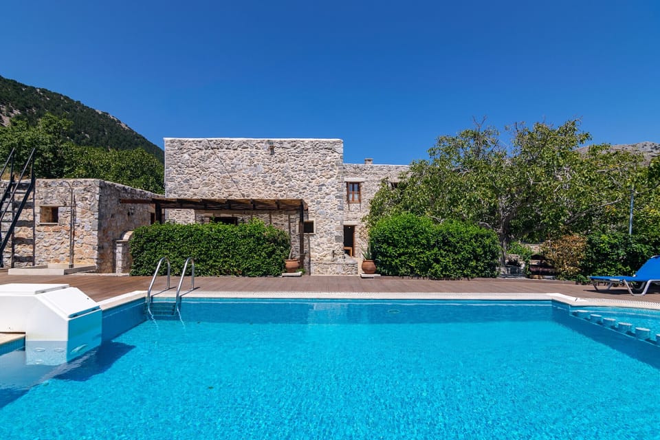 Swimming pool area of Rural villa for 10 guests,Private pool,Near tavern,supermarket & Sfakia,Chania,Crete,Greece