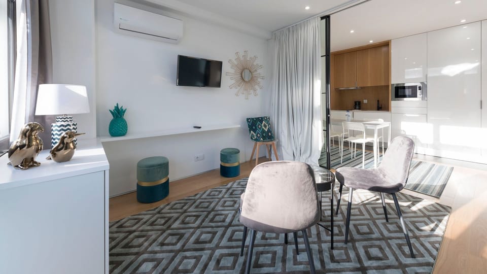 living room with murphy bed put away