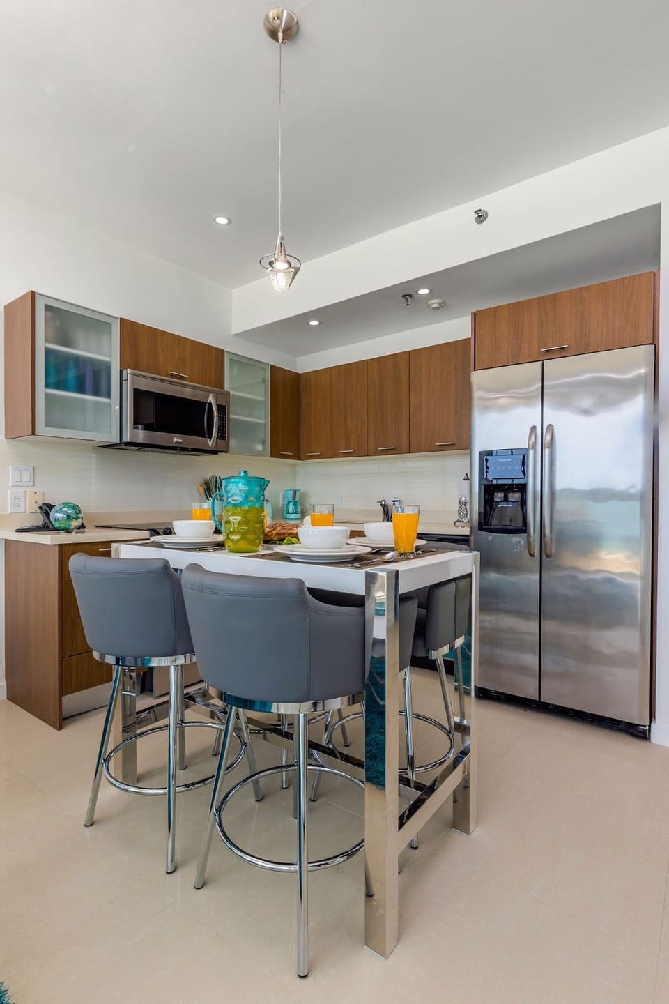 Dining table and kitchen