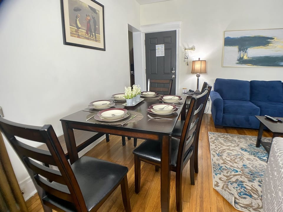 Living /dining room provides lots of space for small family.