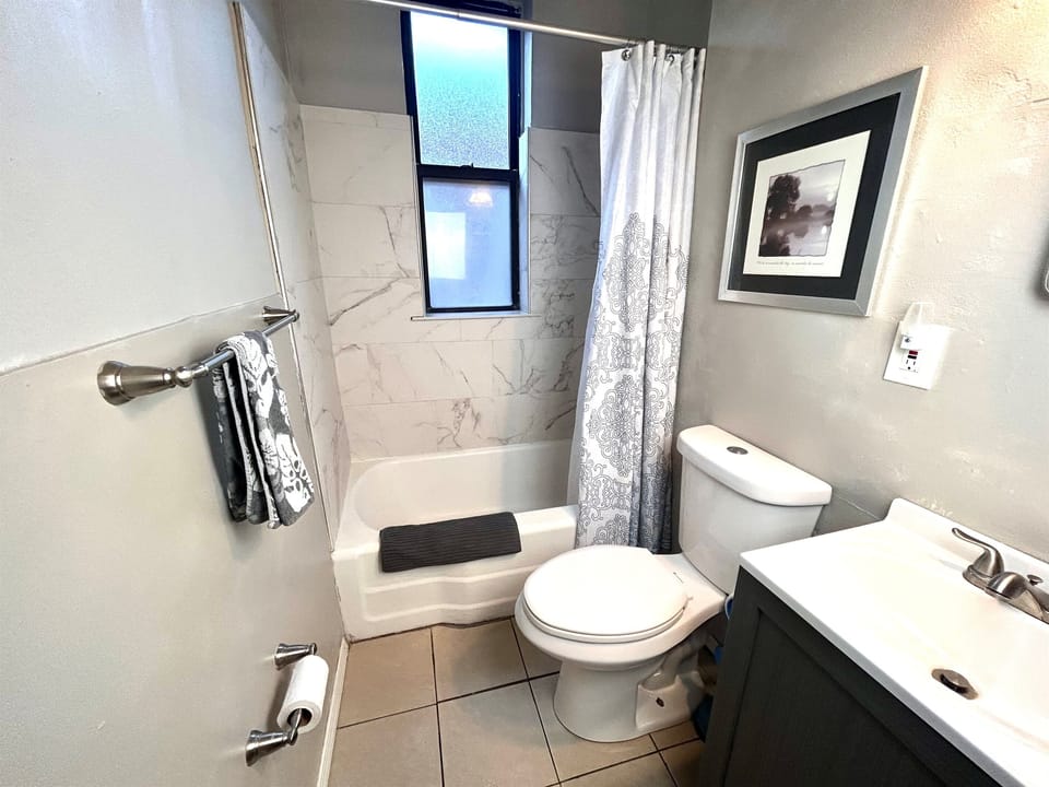 Bathroom with towels and washcloths