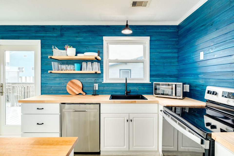 The family cook will love preparing meals in the colorful kitchen