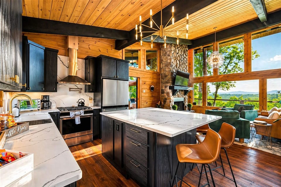 A kitchen made for gathering, with every detail elevated and mountain views just beyond. 