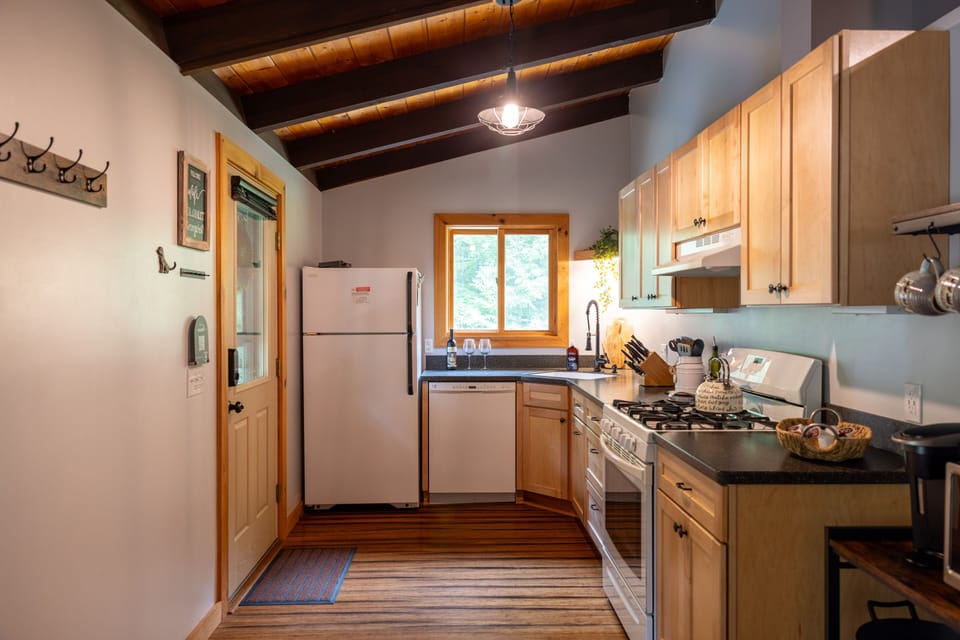 Our fully stocked kitchen with modern appliances and all the comforts of home!