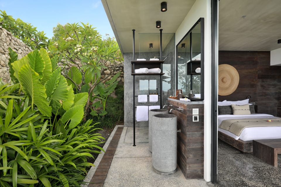 One Bedroom Deluxe Pool Villa with Sea View | Bathroom | Shower, rainfall showerhead, hair dryer, bathrobes