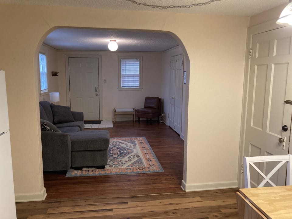 View from kitchen to living room area