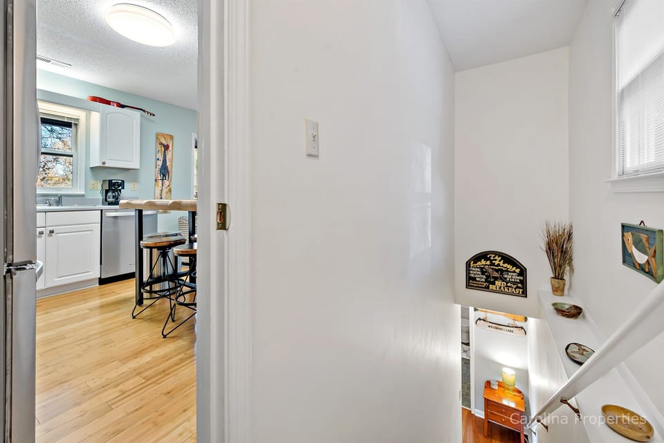 Stairs from upper to lower level