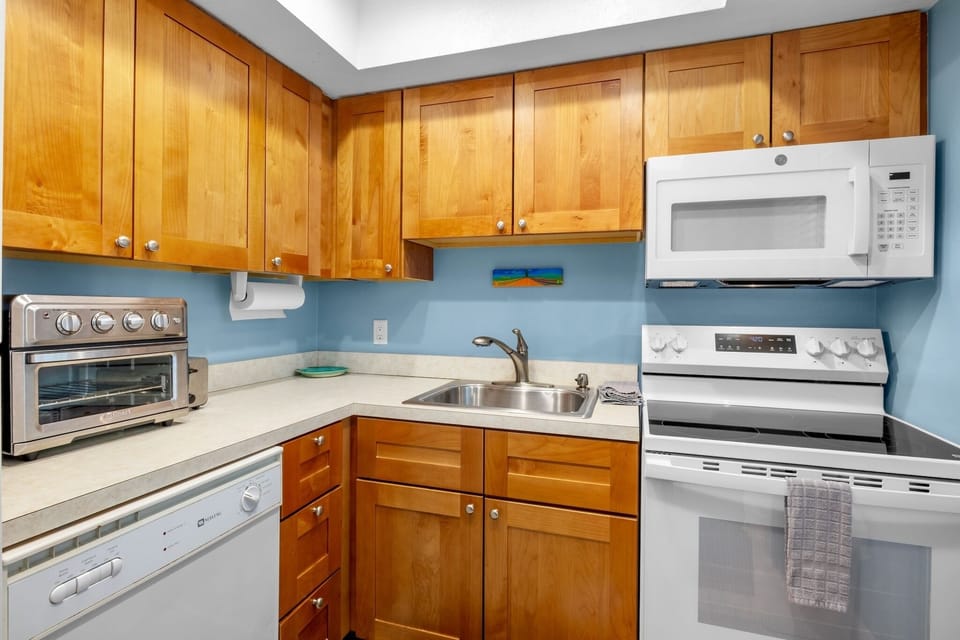 Bright kitchen with cooking essentials