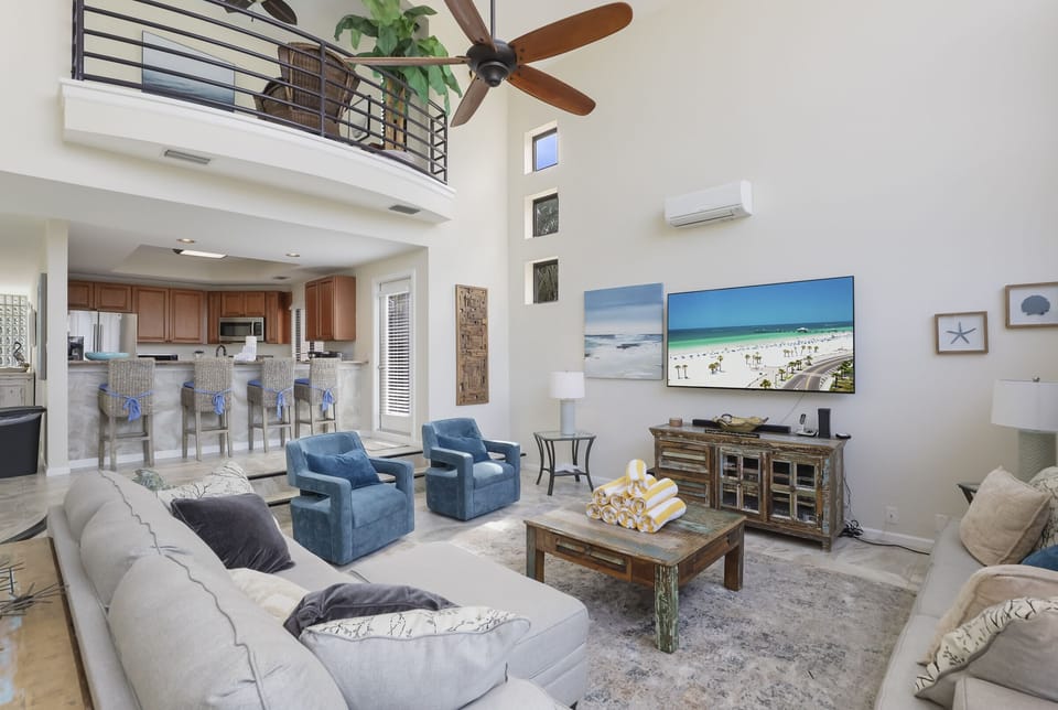 Bright living space with smart TV