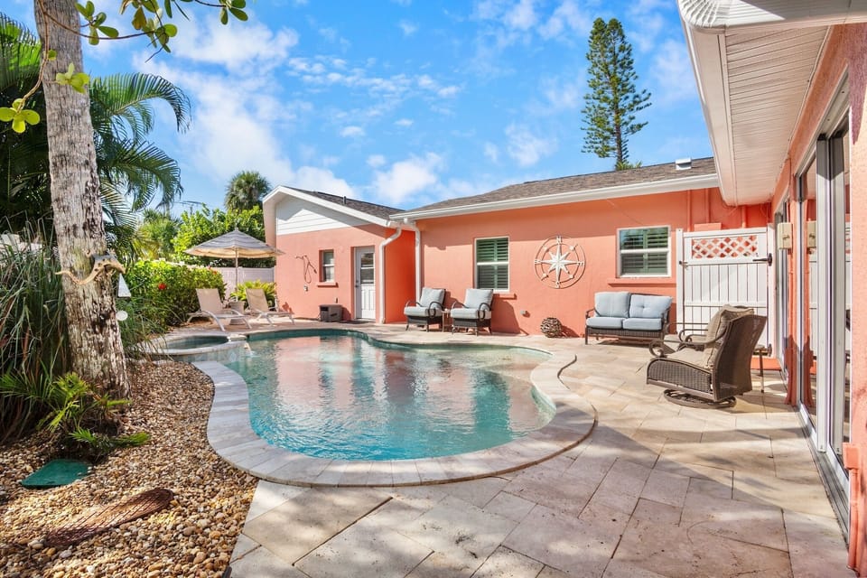 Private pool and hot tub