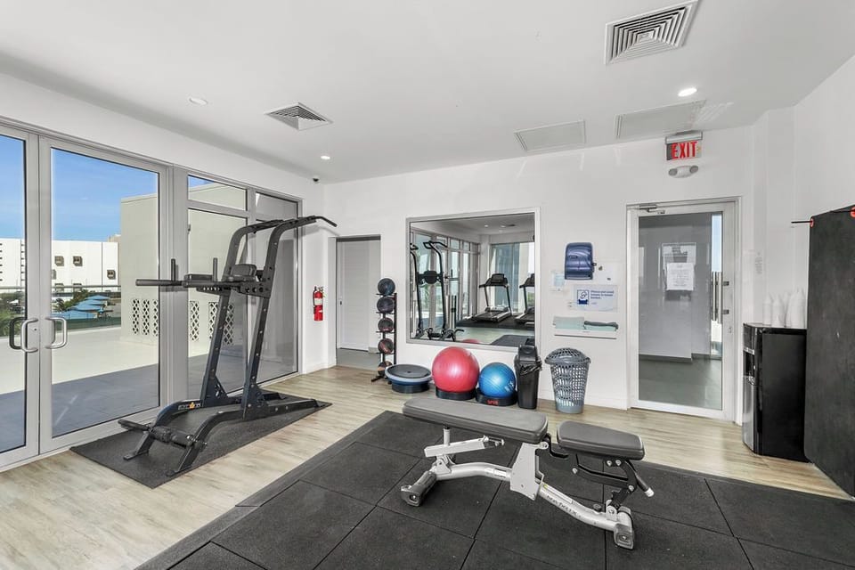 Stay active during your getaway in this bright, fully-equipped fitness center with pool views and modern machines to keep up your workout routine.