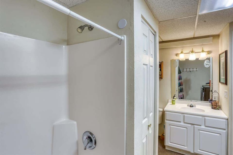 Lower level bathroom with shower/tub combo
